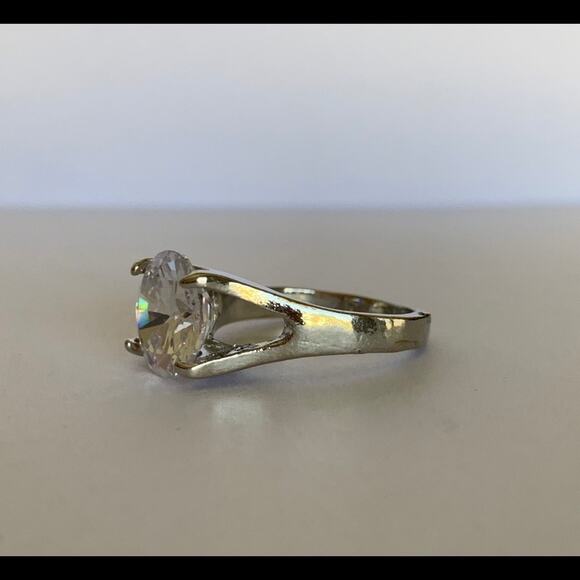 Diamond CZ Solitaire Engagement Silver Ring Size 6 - Picture 3 of 6